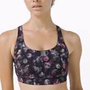 LULULEMON ENERGY BRA, Black Floral, Size 6